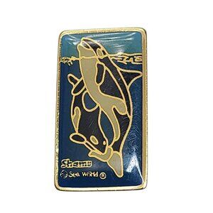 Sea World Shamu Orca Whales Lapel Pin Vintage Marine Life Park San Diego CA